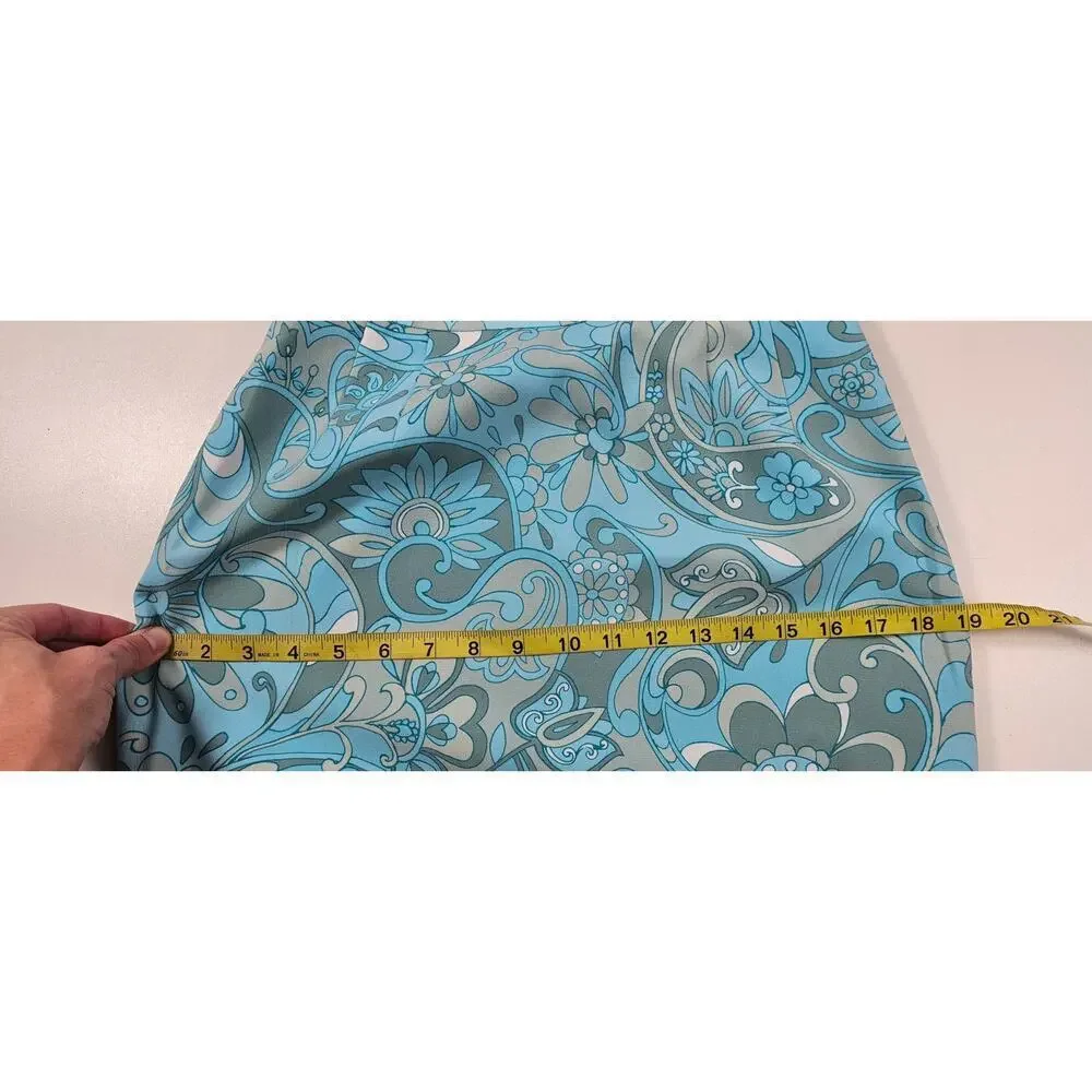 Kasper vintage 90s lined blue paisley retro skirt midi 6P 6 PETITE business EUC